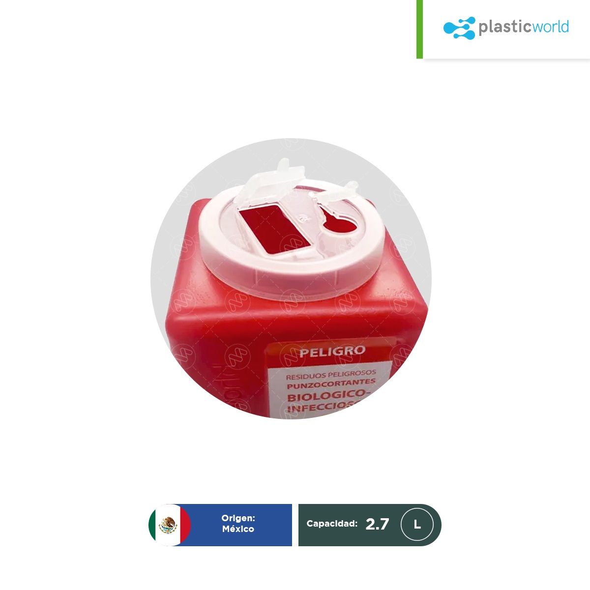 bote contenedor para punzocortantes plastic world 2 7 l 004