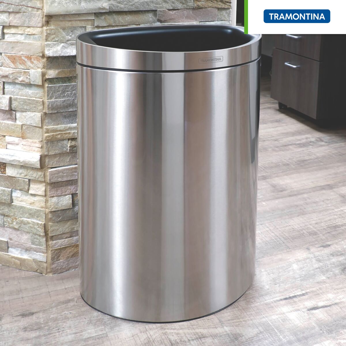 bote para basura de acero inoxidable tapa perforada tramontina tipo d 49 l 003