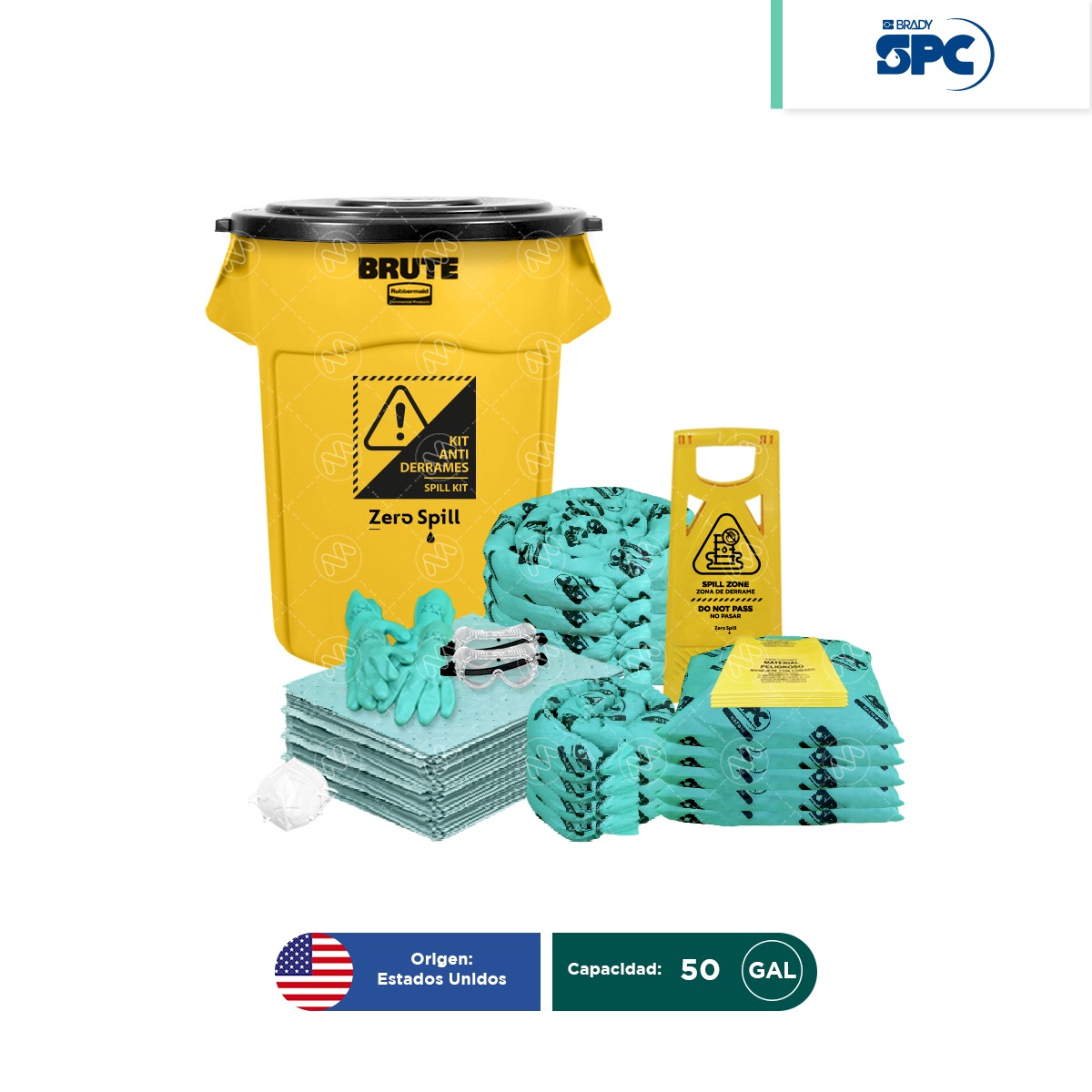 kit antiderrames hazmat 50 gal spc brute tapa negra 001