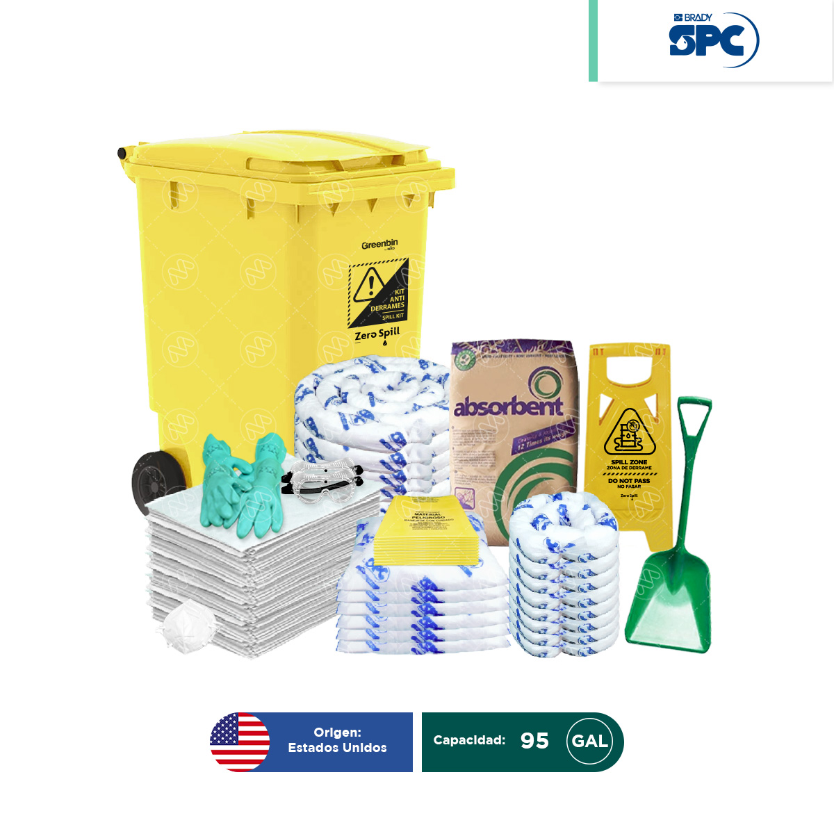 kit antiderrames movil aceite 95 gal brady spc musgo y pala 001