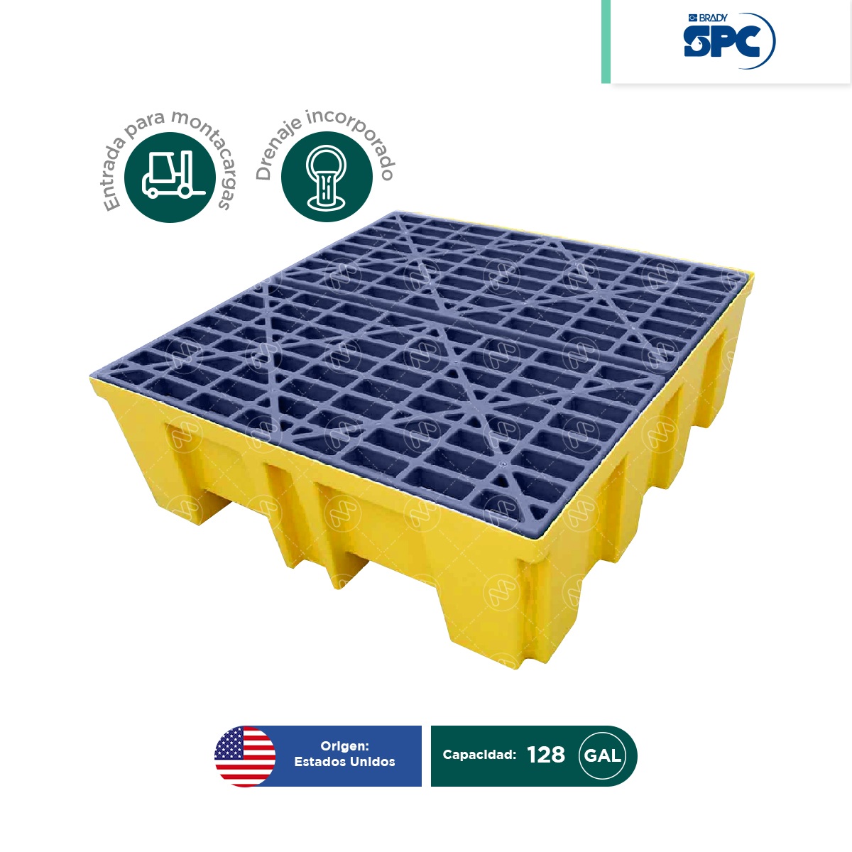 tarima antiderrames para 4 tambos spc 01
